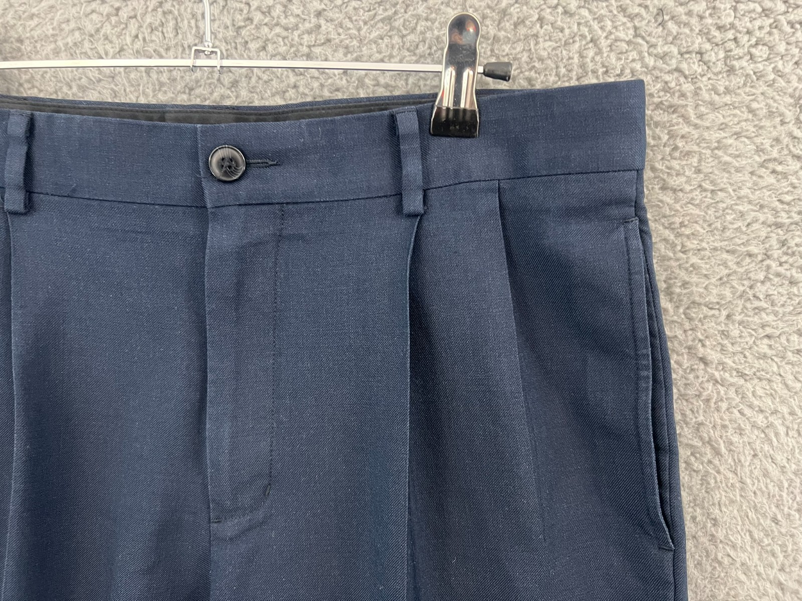 Vintage L.L. Bean Pants Men's 32W (Fits 32x30) Blue Wool Pleated Casual Preppy