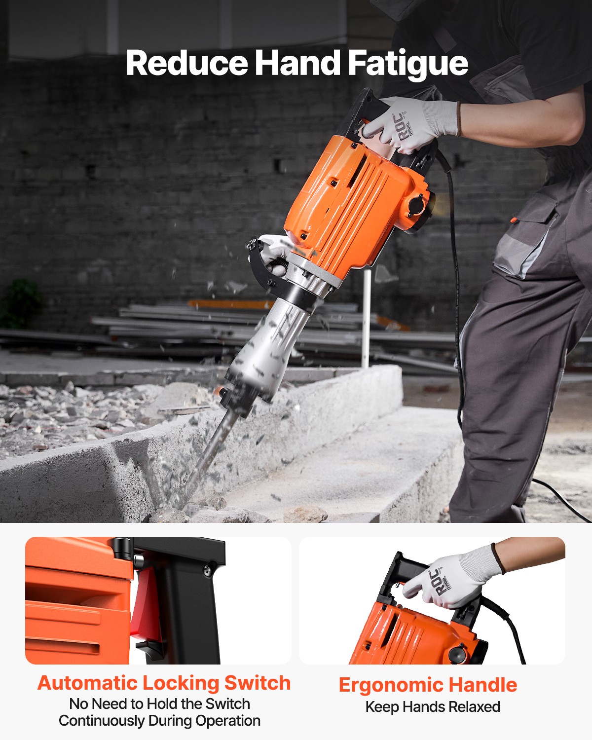 VEVOR Demolition Jack Hammer Concrete Breaker 2200W Electric Hammer