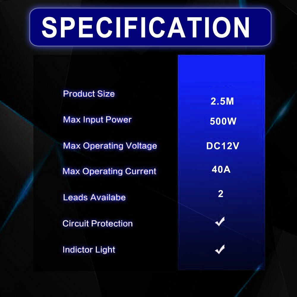 2-Lead Wiring Harness Kit ON-OFF Rocker Switch 12V Relay LED Work Light Pods Bar
