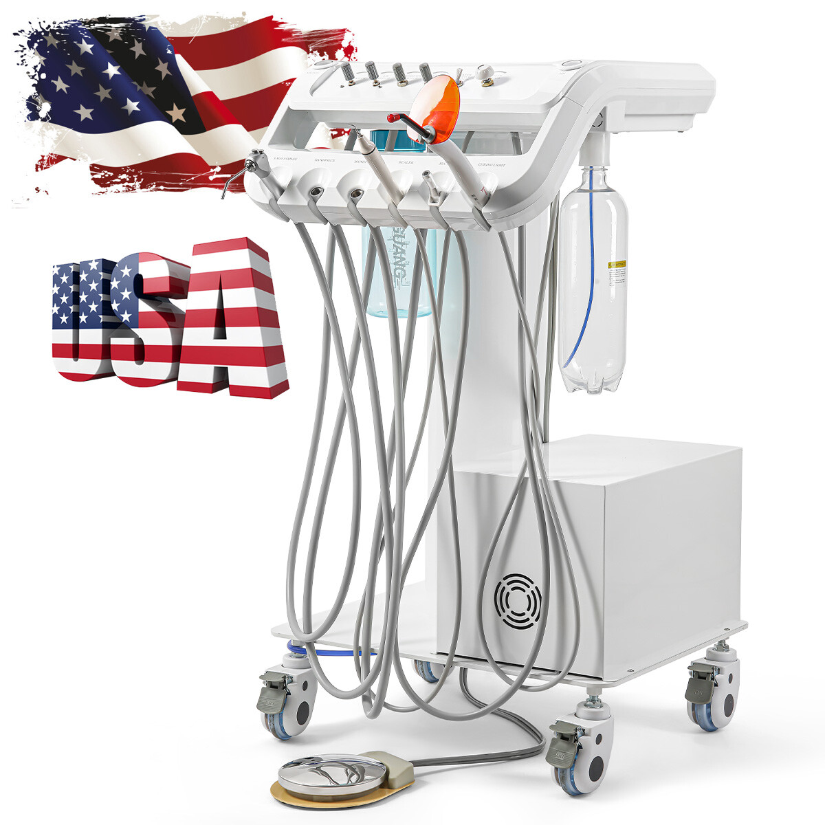 portatil Unidad dental movil entrega con compresor aire succion/Carro con ruedas