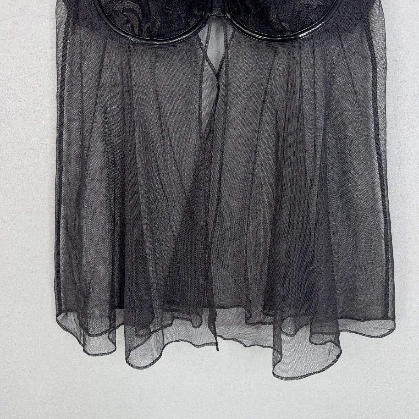 Victorias Secret Babydoll Gown Womens 34B Black Mesh Floral Lace Intimates