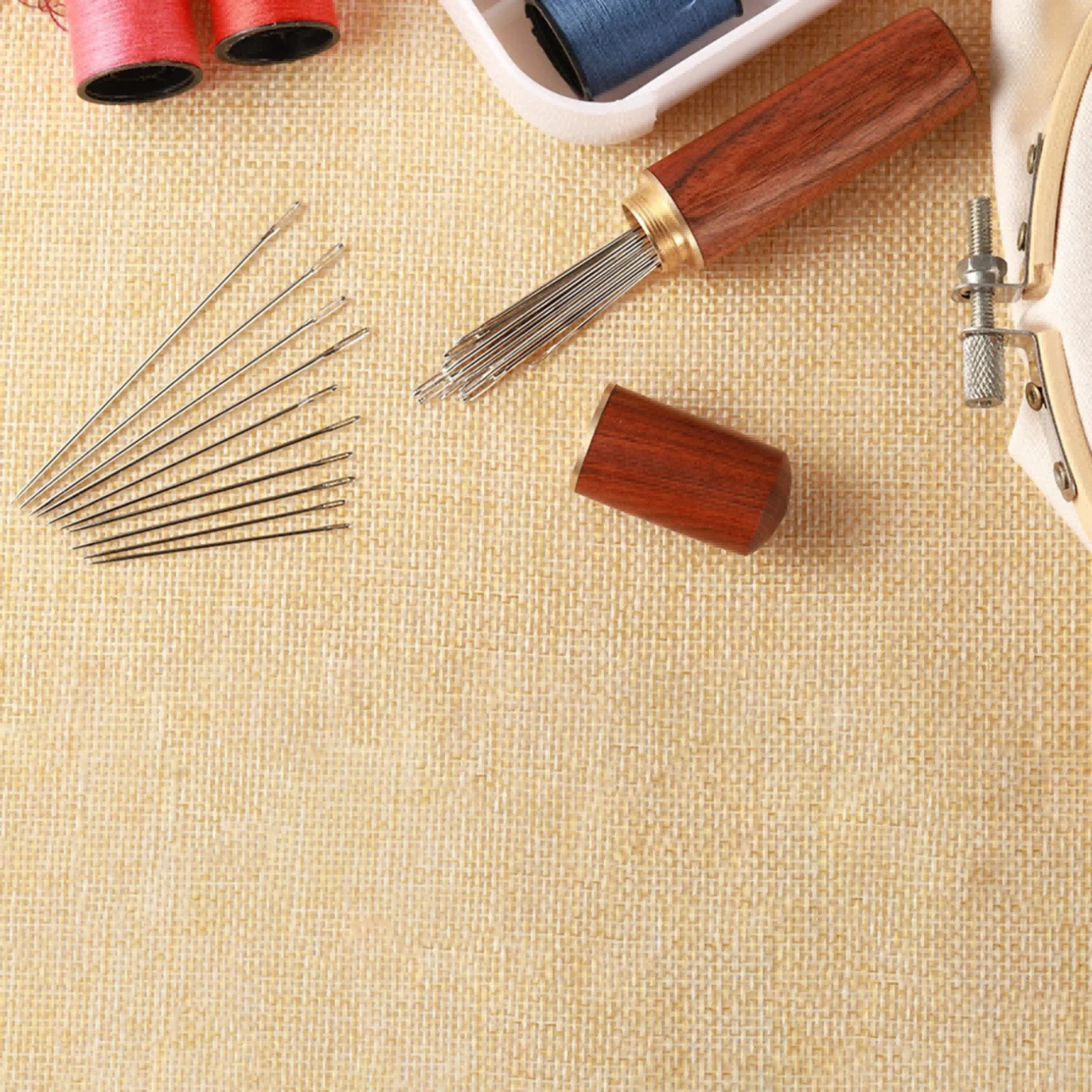 25pcs Large Eye Hand Sewing Needles Set Stitching Needles With Wood Needle Case