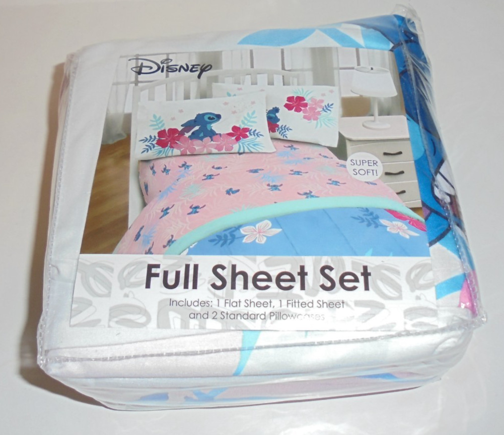 Disney Lilo & Stitch 4 Piece Full Size Sheet Set Super Soft New