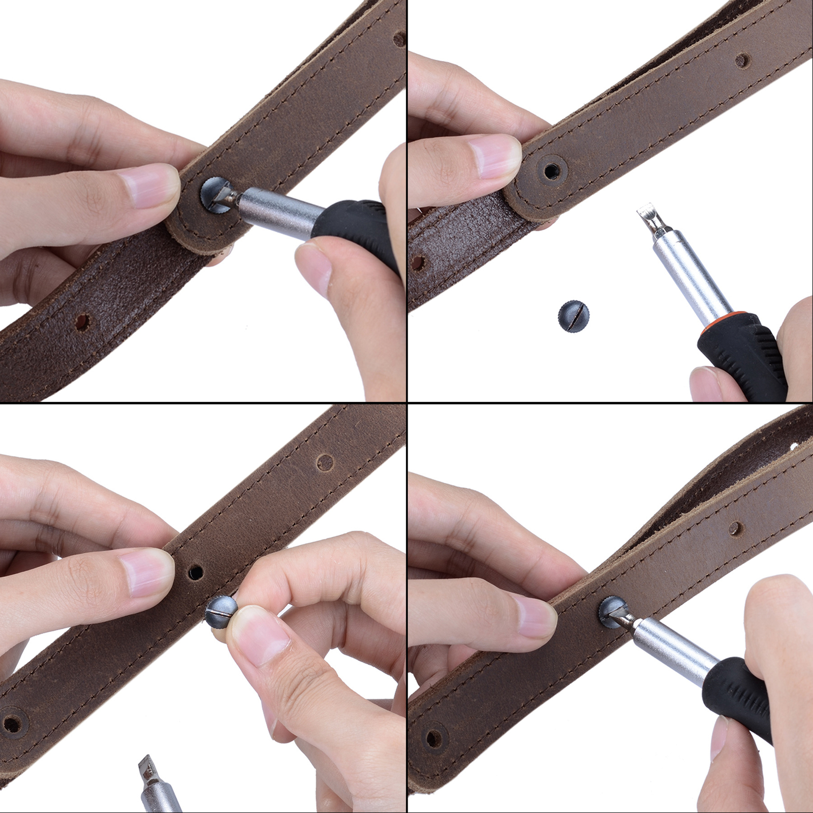 Rifle Gun Sling Buffalo Leather with Mil-Spec Swivel Crazy Horse Brown Stitch