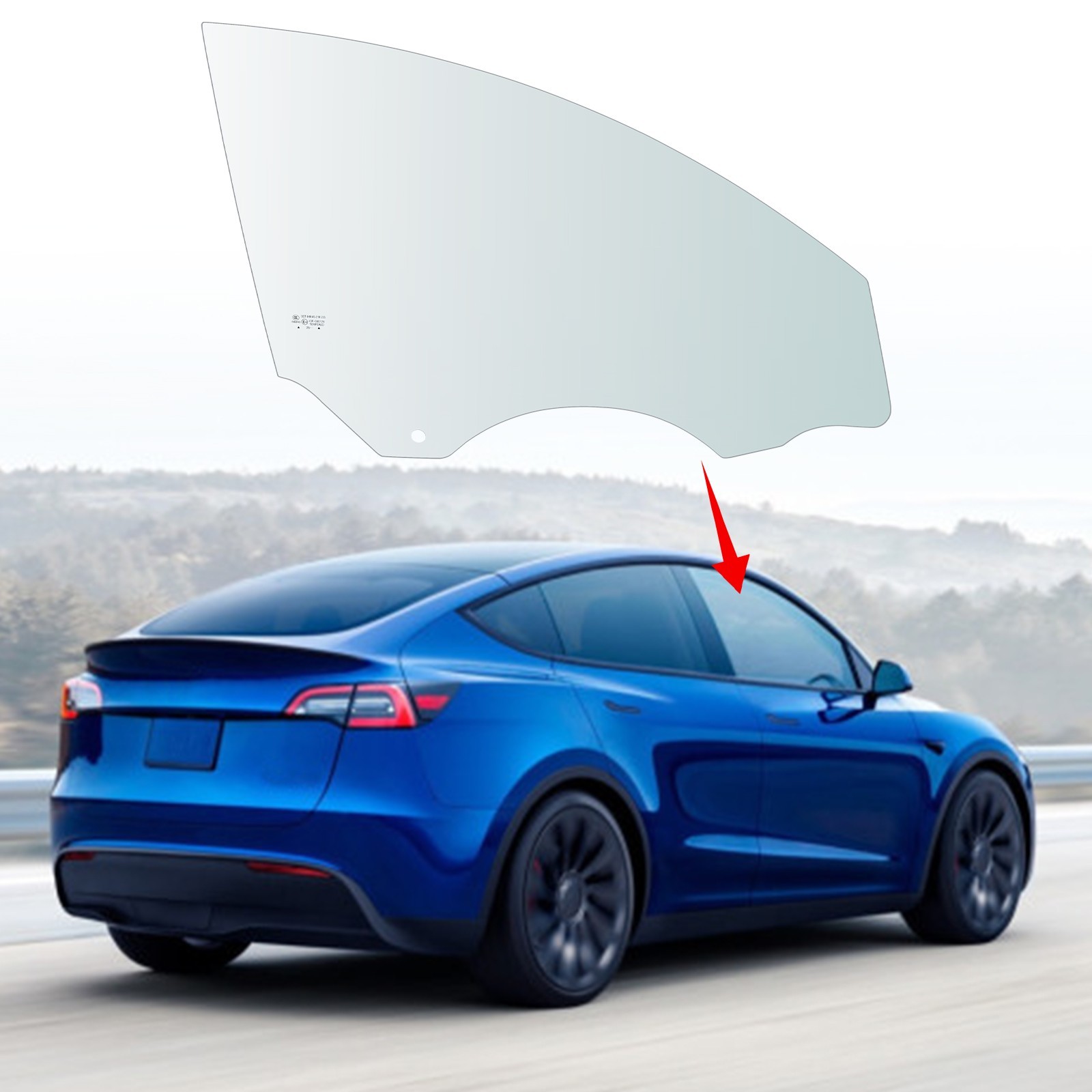 Right/Passenger Side Front Door Window Glass For 2020-2025 Tesla Model Y 4 Door