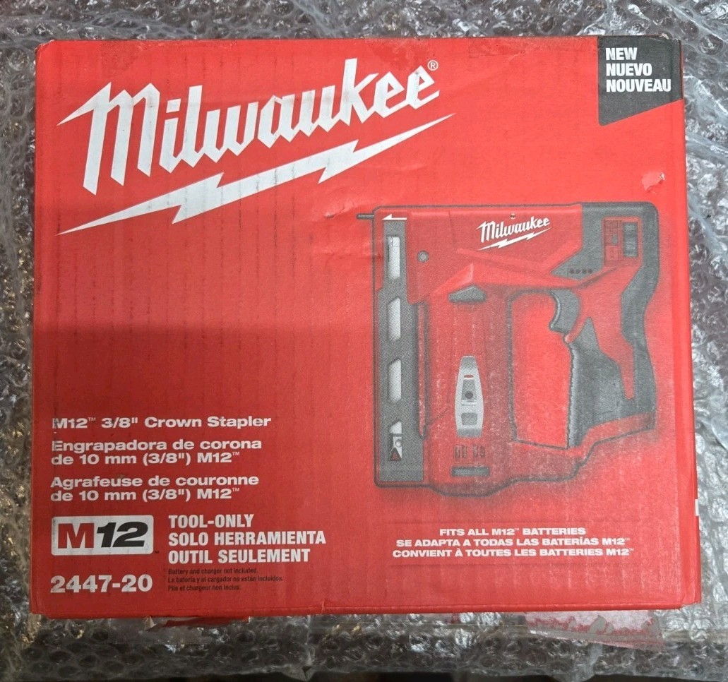Milwaukee 2447-20 M12 12 Volt 3/8 Crown Stapler Cordless NEW Free Shipping. READ