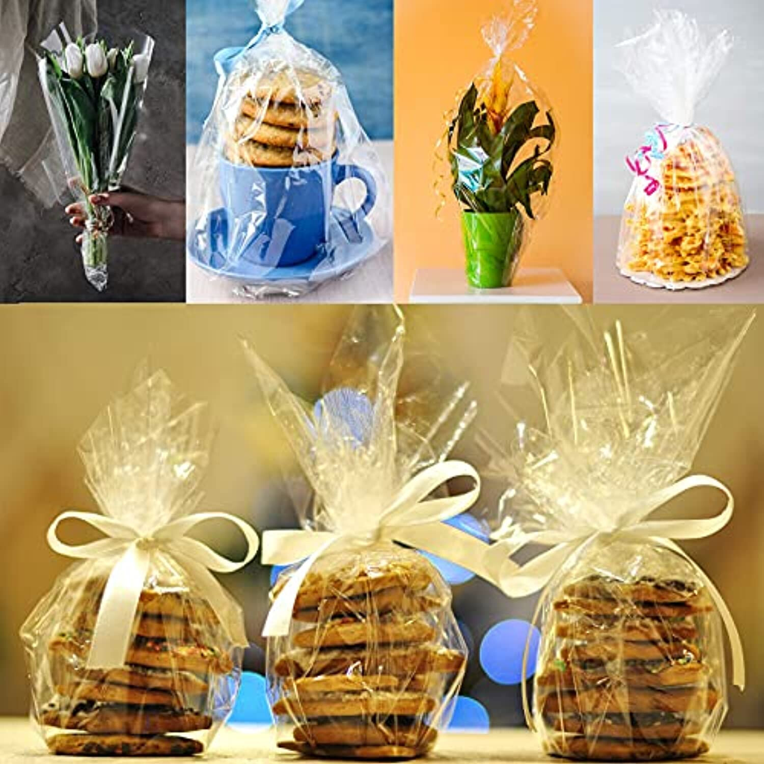 Cellophane Wrap Roll,Width16 in x 100 Ft Plastic Gift Basket Wrap,Wrapping Paper