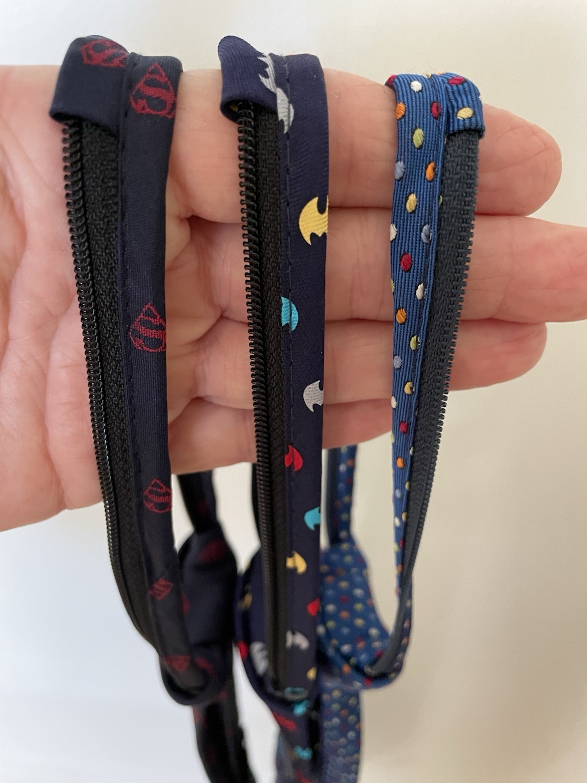 Lot (3) Boy’s 100% Silk Ties DC Batman, DC Superman, Talbots Tie Zipper Pre-tied