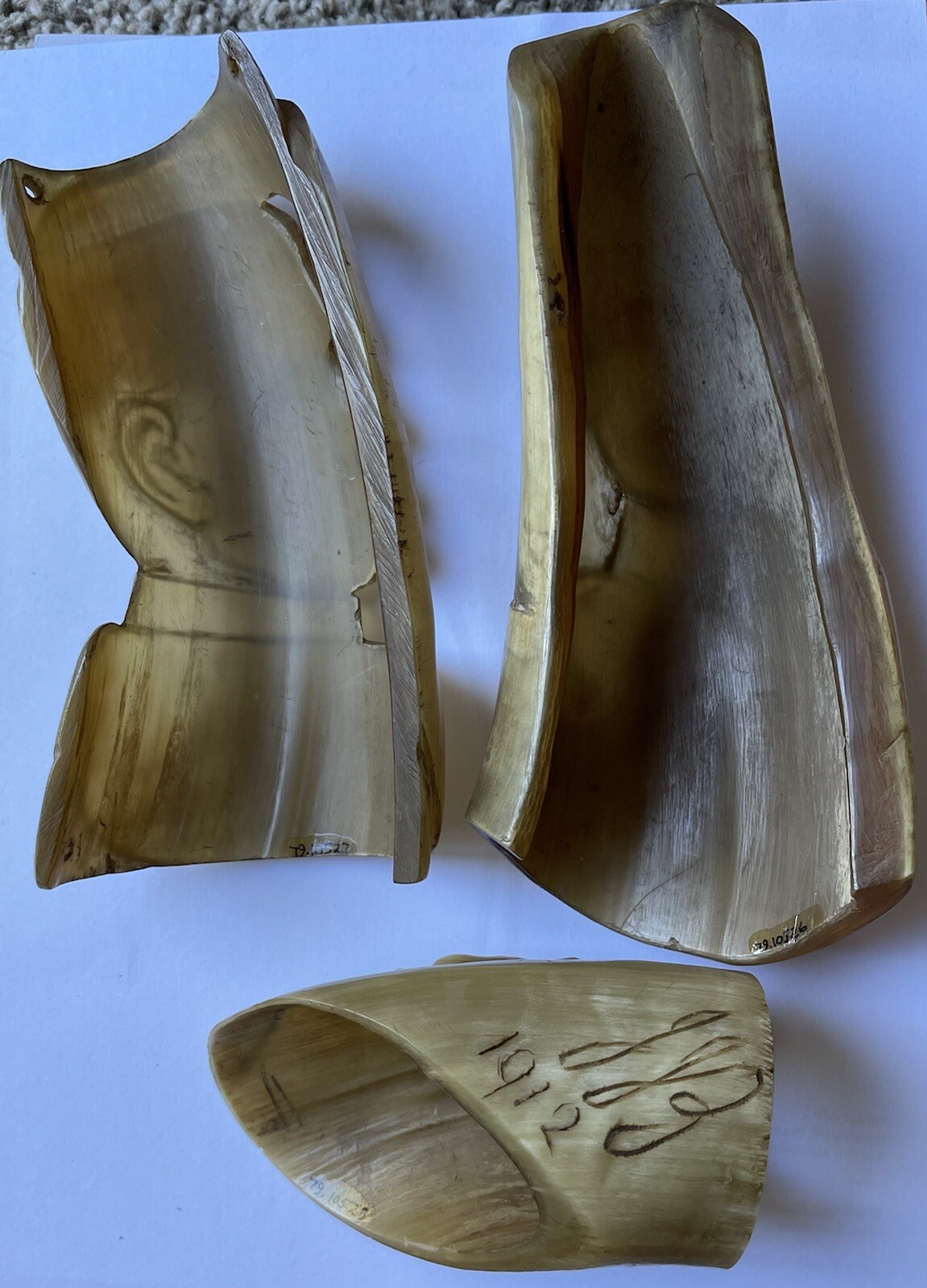 Antique WWI Carved Horn Head Military Soldiers Officers German Folk Trench Art