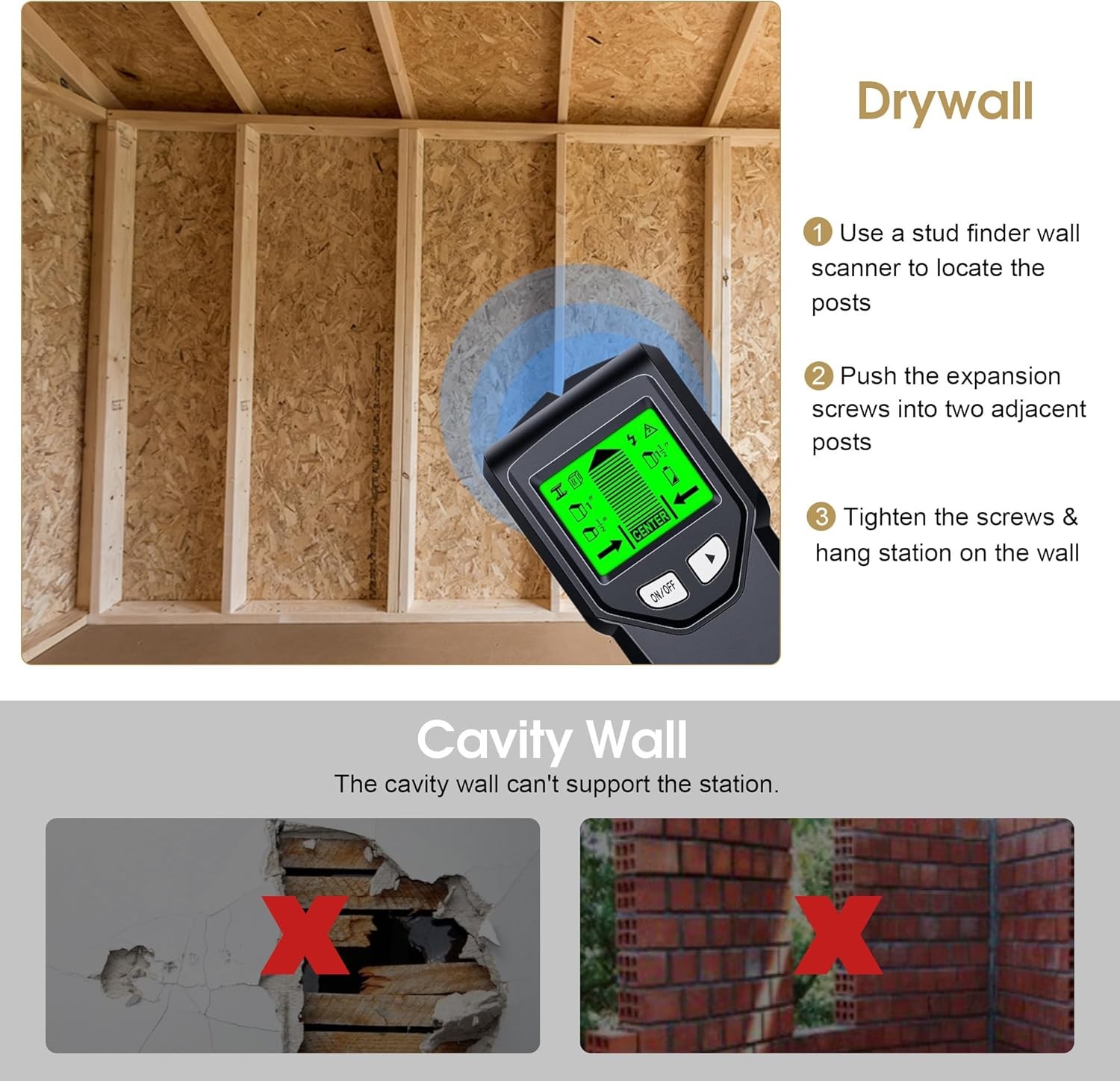 Wall Mount Barber Station for Hair Stylist Salon Stations with 3 Metal Holder