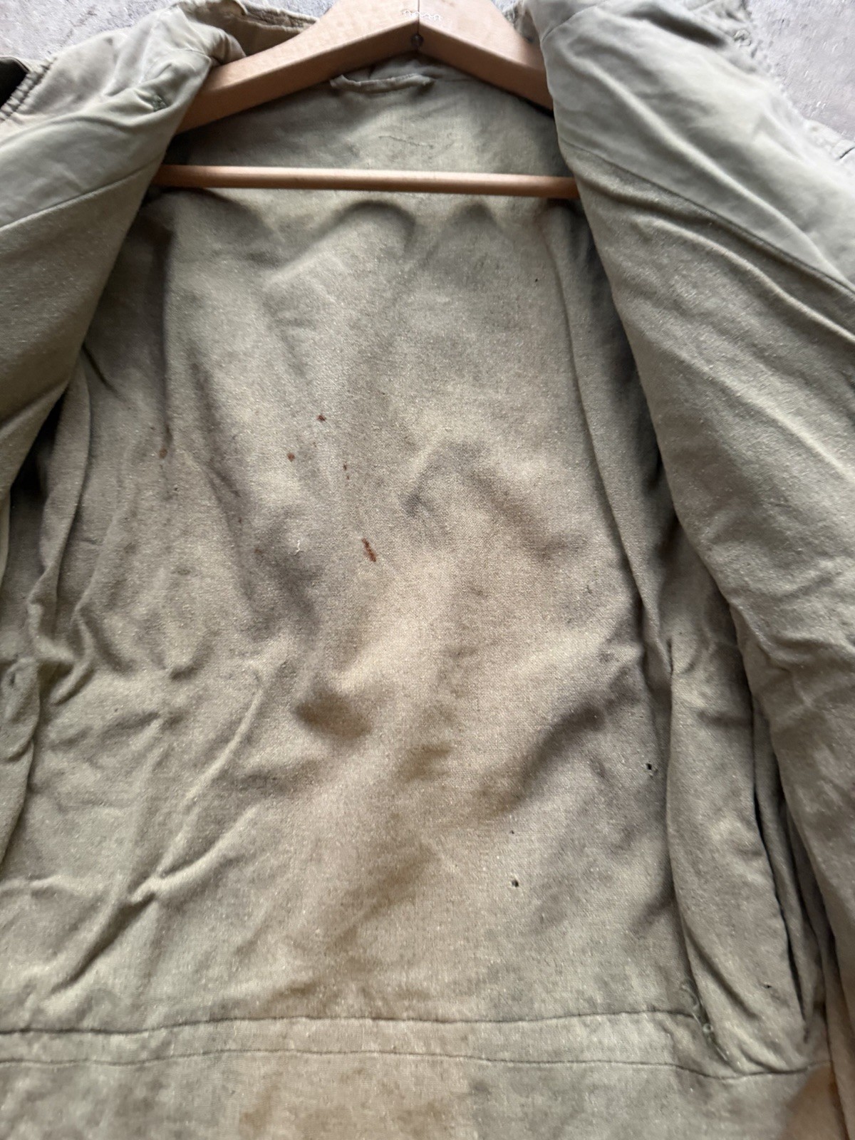 Vintage 1940s U.S. Army M41 Jacket OD Poplin Field Medium Olive Stencil Infantry