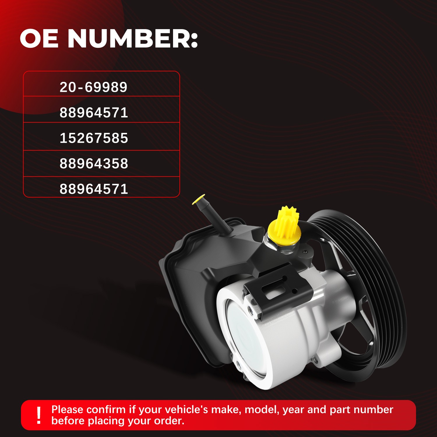 Power Steering Pump w/ Reservoir Pulley 20-69989 For Chevrolet Impala Monte 3.5L