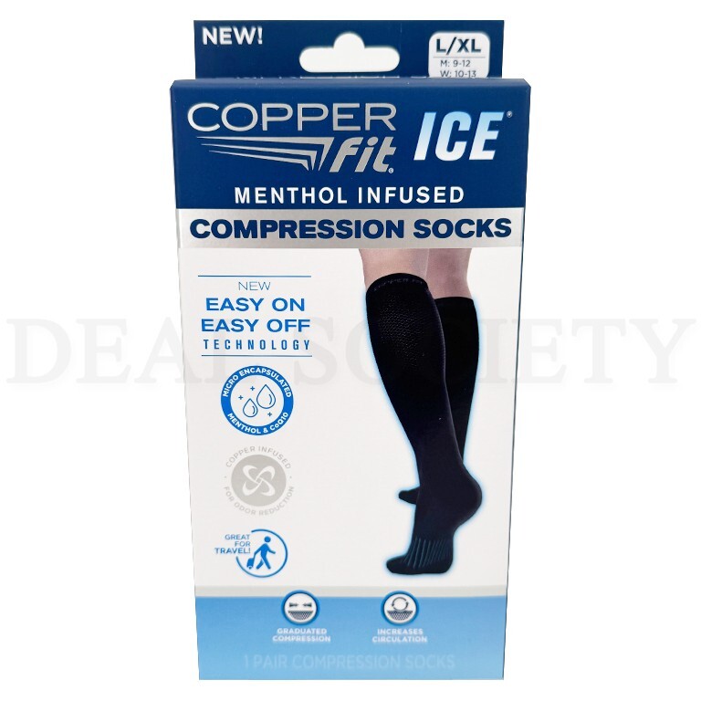 Copper Fit womens Ice Menthol Infused Compression Socks L/XL Lot of 2