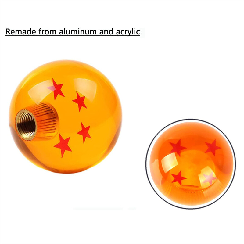 Round Dragon Ball 4 Star Shift Knob Manual Gear Shifter Head with 3 Adapters