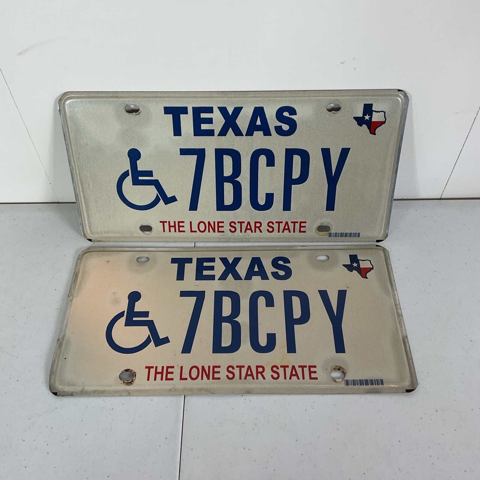 2000s Texas HANDICAPPED License Plate HANDICAP # 7BCPY SET OF 2 Y2K