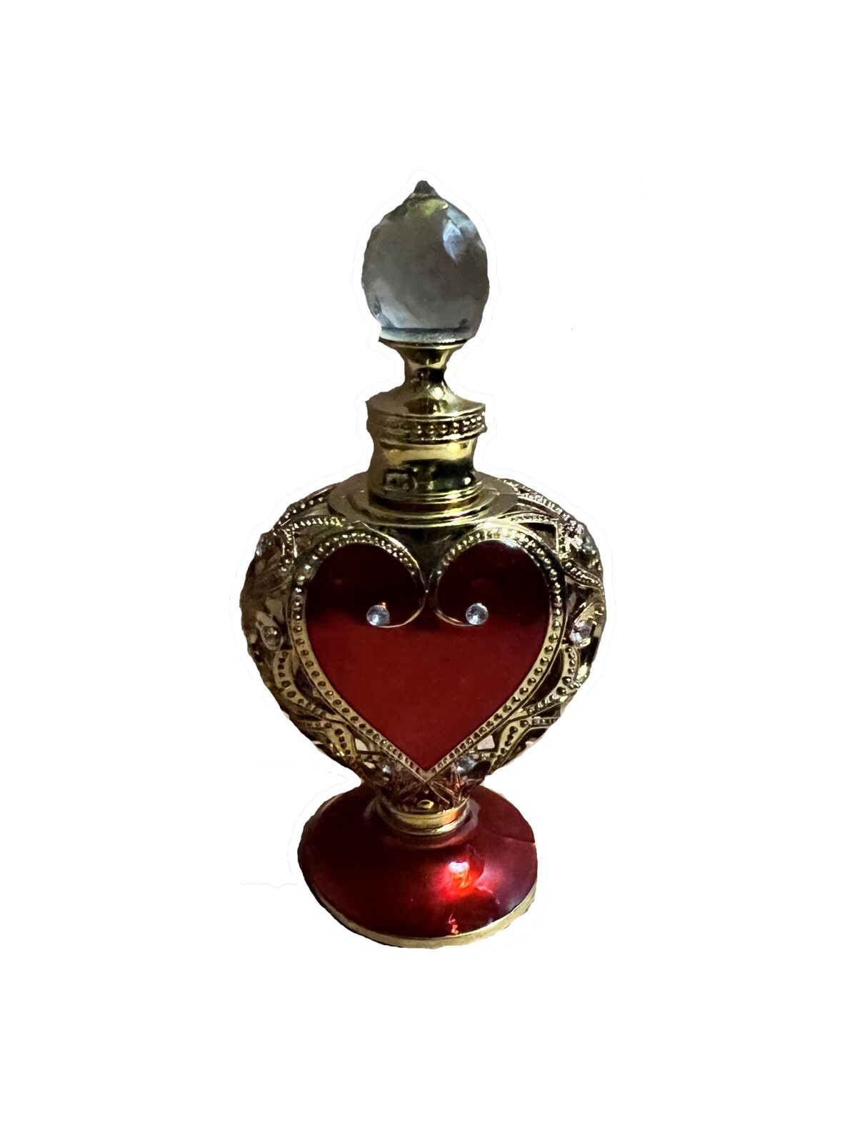 Heart of Worship Prayer Anointing Oil Fancy red Gold Heart shaped bottle 1/2 oz
