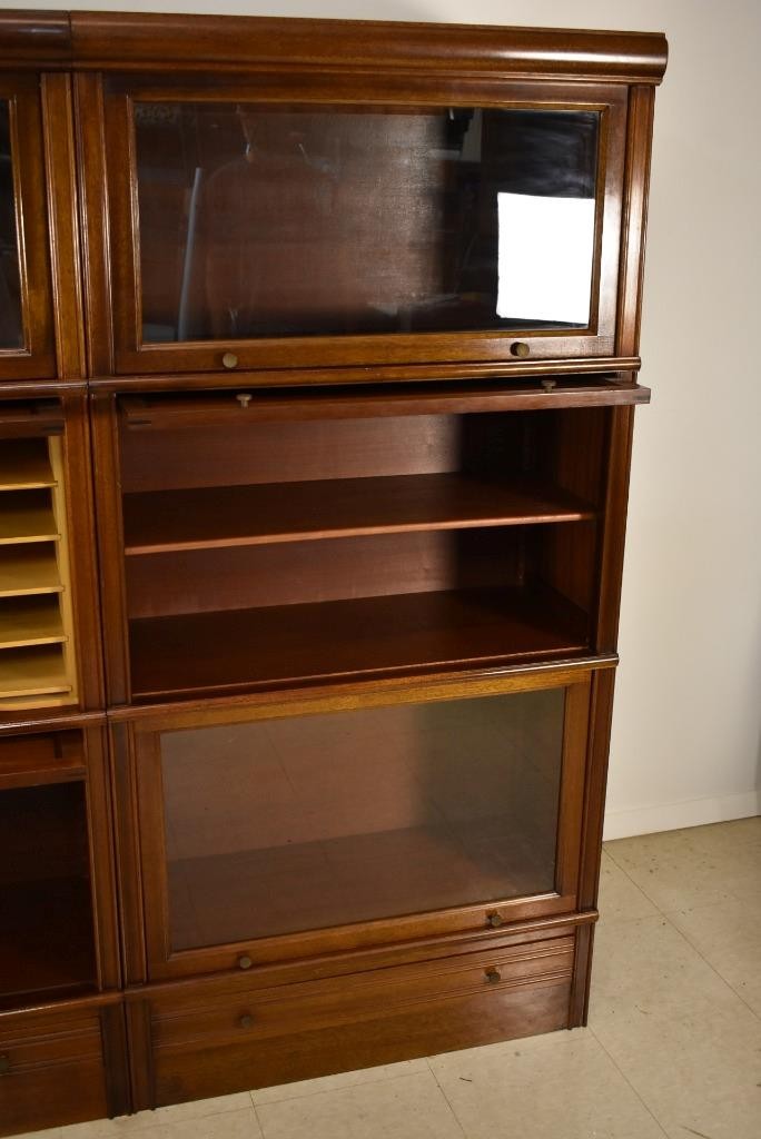 Antique Mahogany Barrister Bookcase Wall Unit Circa 1910