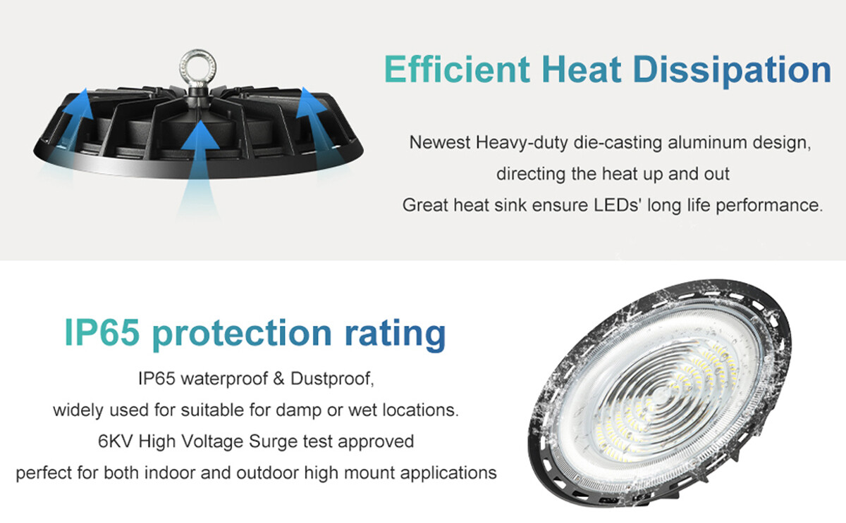 6 Pcs 200W UFO Led High Bay Light Commercial Industrial Warehouse Factory Light