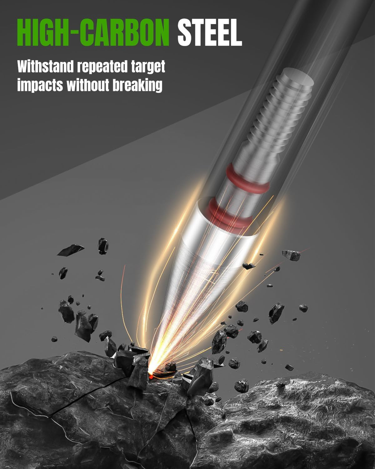 24Pcs 5/16" Archery Field Points Screw-in Arrow Point 100 Grain Steel Field Tips