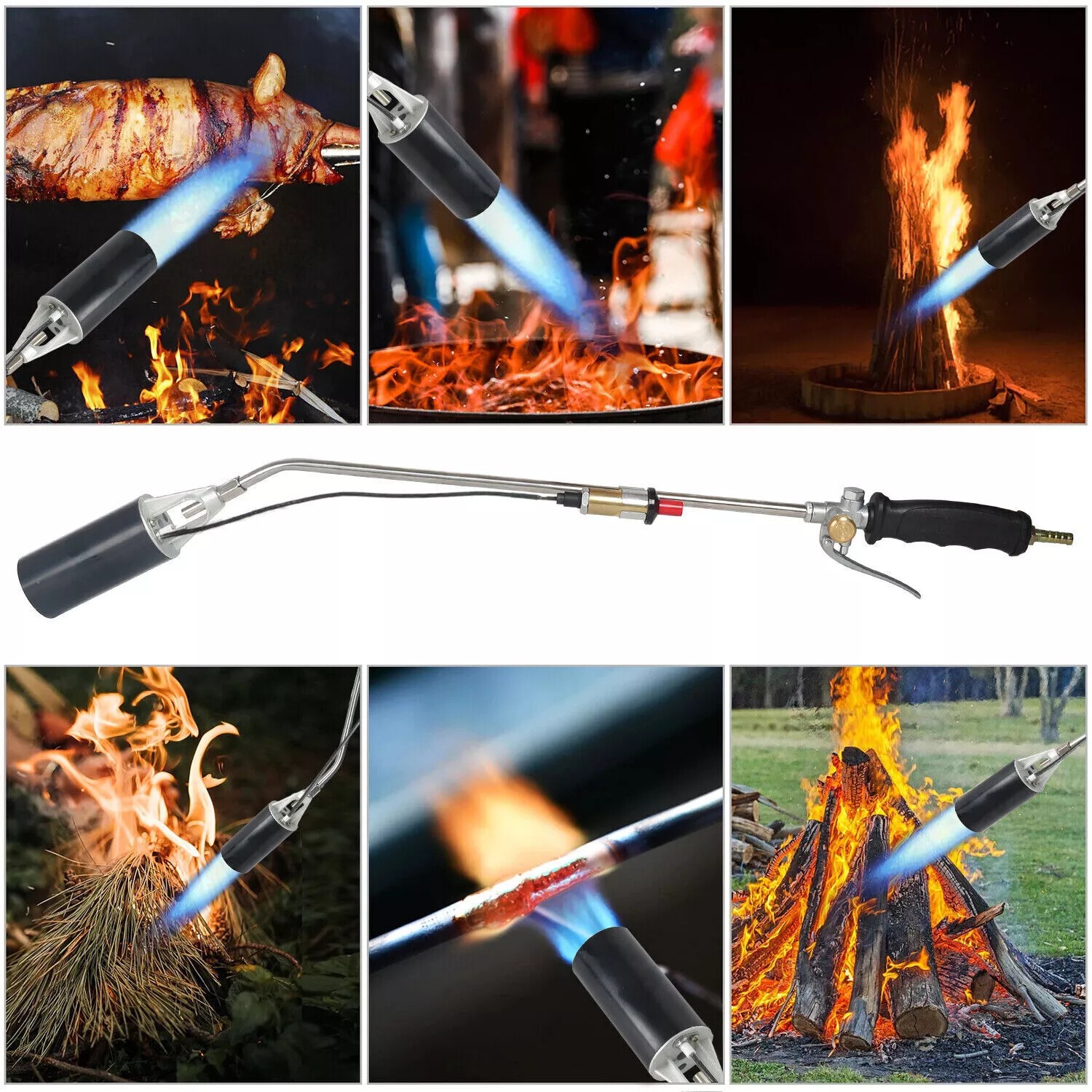 Portable Propane Weed Torch Burner Ice Melter Push Button Igniter with 79" Hose