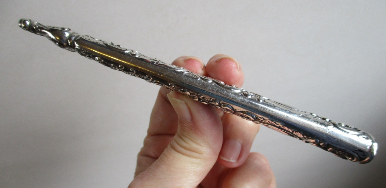 Dominick & Haff Sterling Silver Rococo scissors sheath 5 1/2" sewing notion