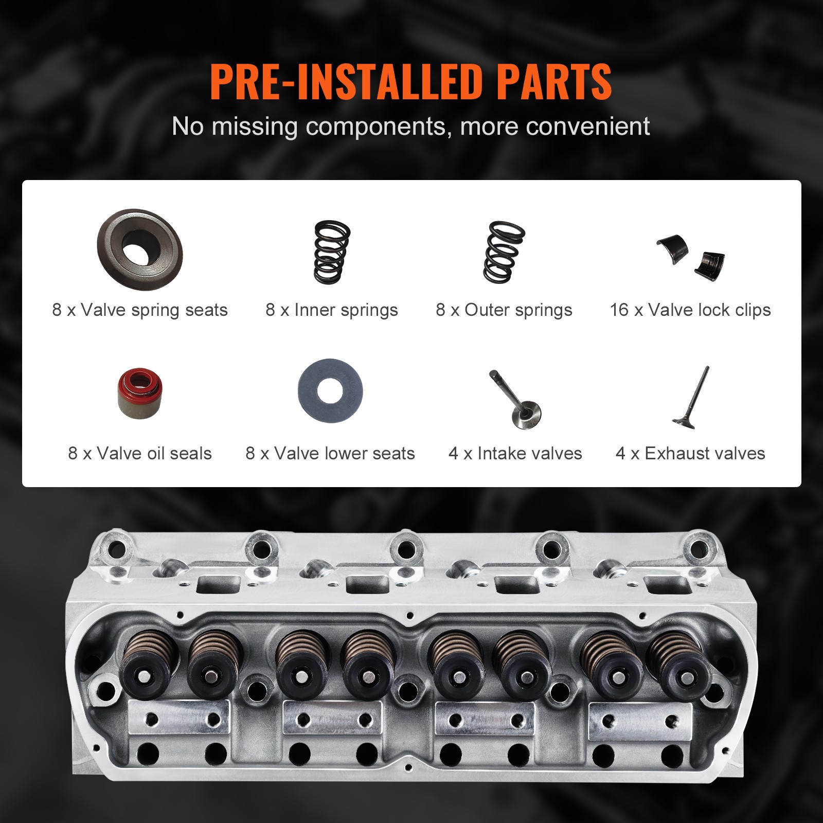 VEVOR Complete Aluminum Cylinder Heads FORD SBF GT40 289 302 351W Mustang 175cc