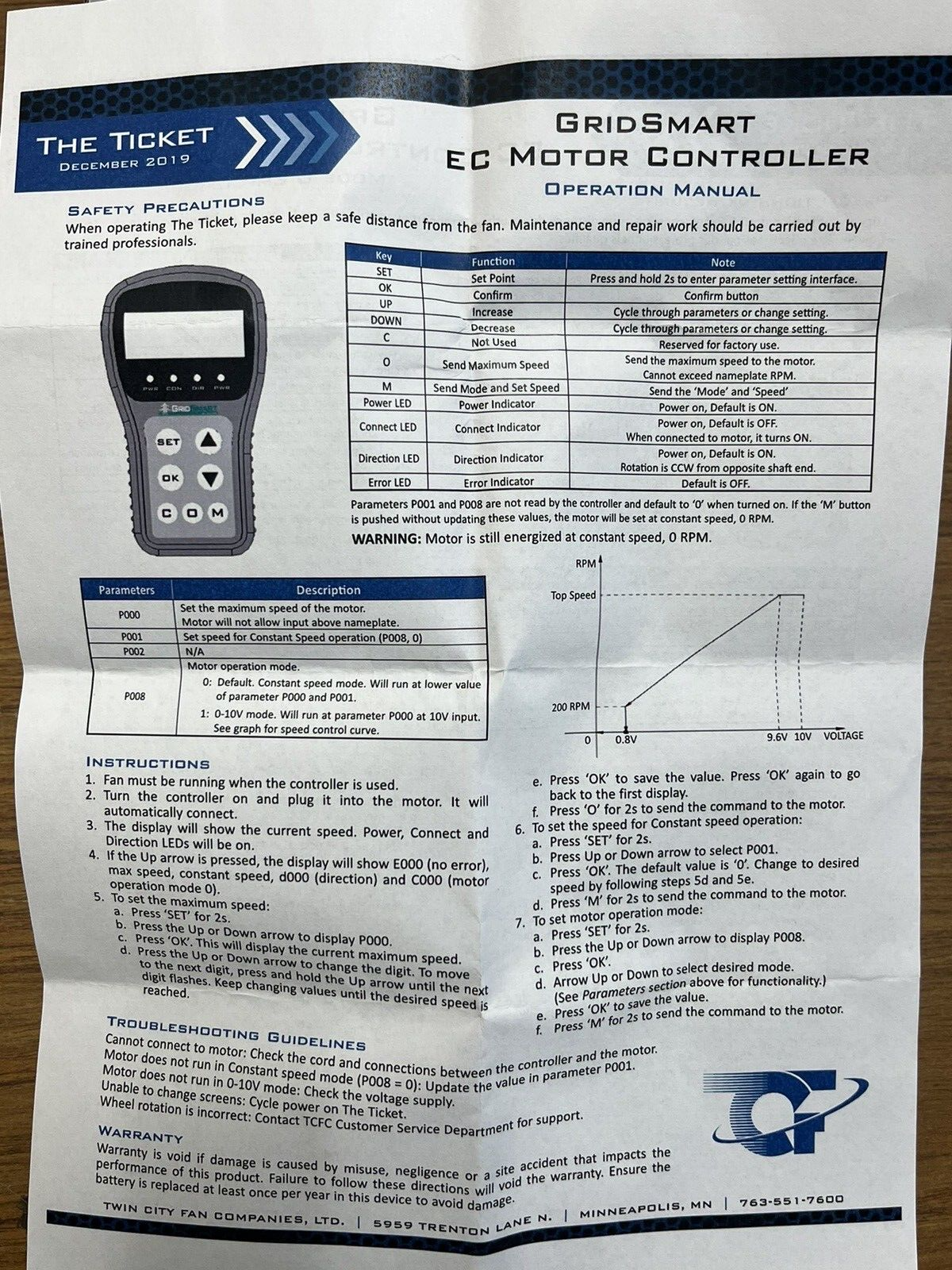 TCF Twin City Fan GridSmart EC Motor Controller Programmer 1033700 NEW