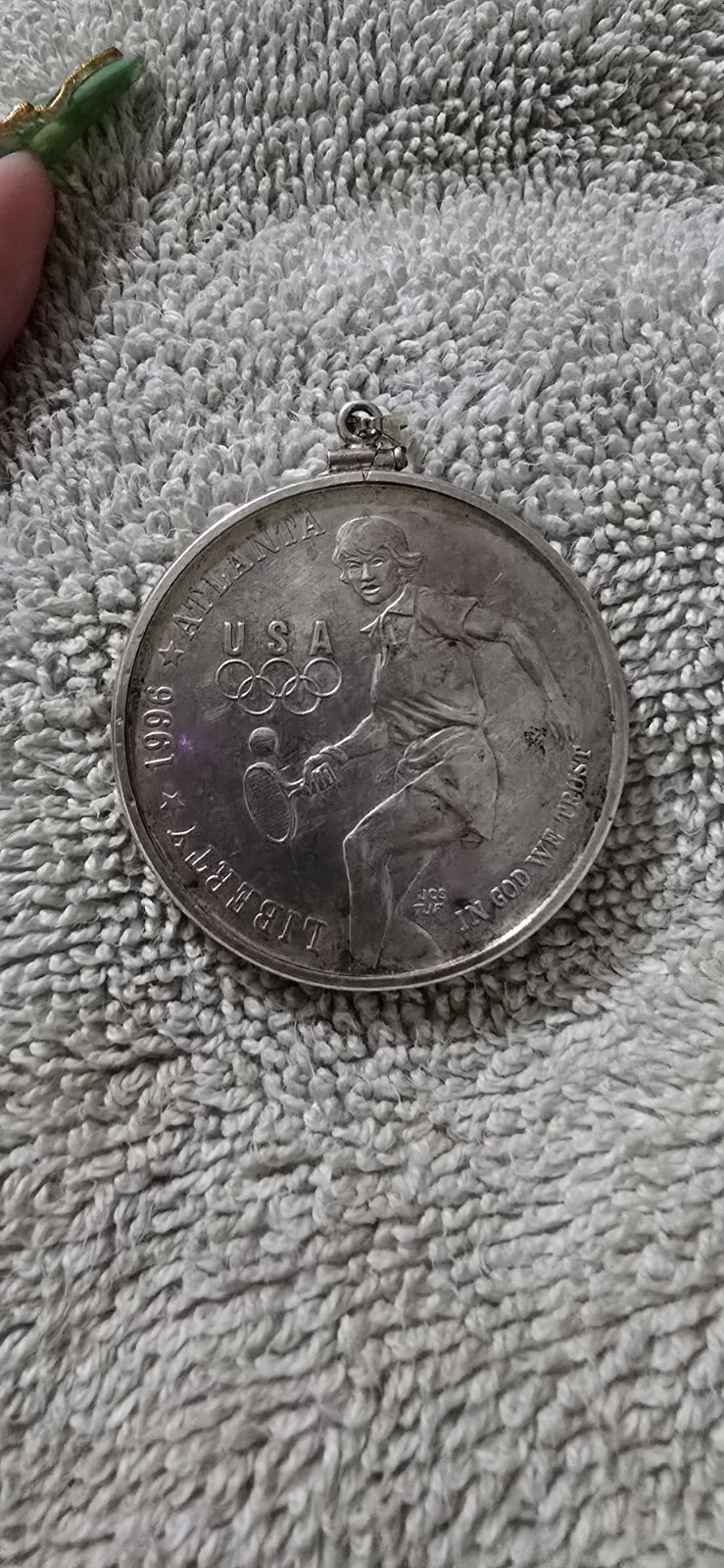 1996 D Atlanta Olympics Tennis Proof Commemorative 90% Silver Dollar Pendanr
