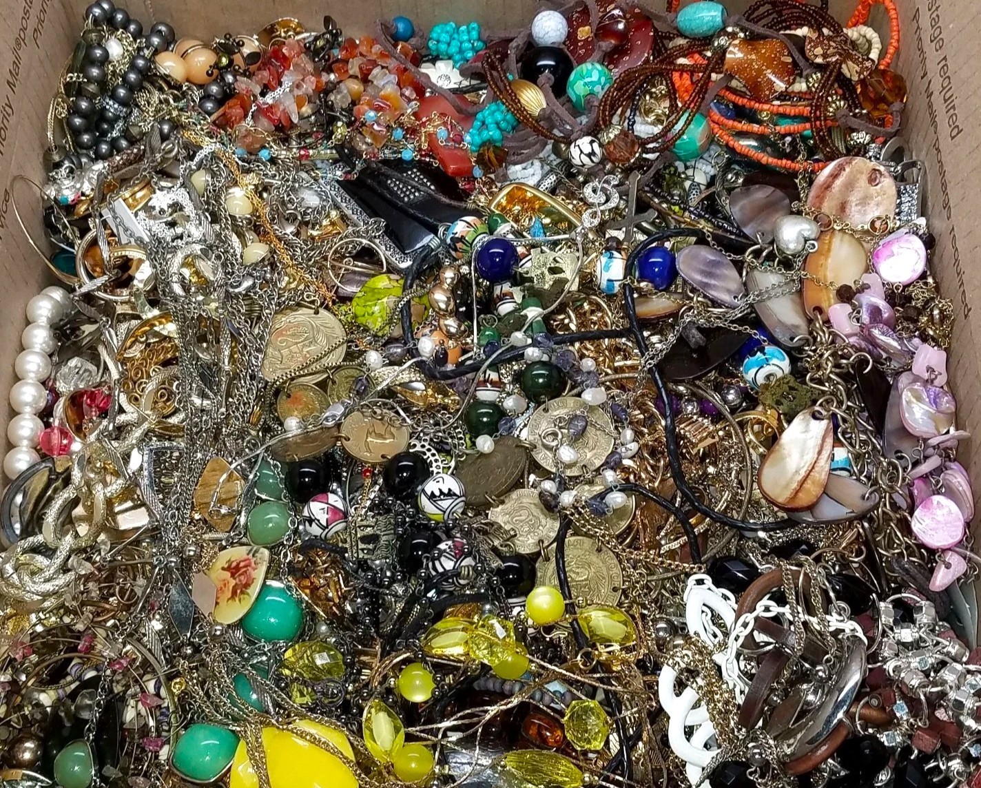 Over 3 Pounds Unsearched Lot Jewelry Old Vintage & Modern Wear & Junk Mixed In