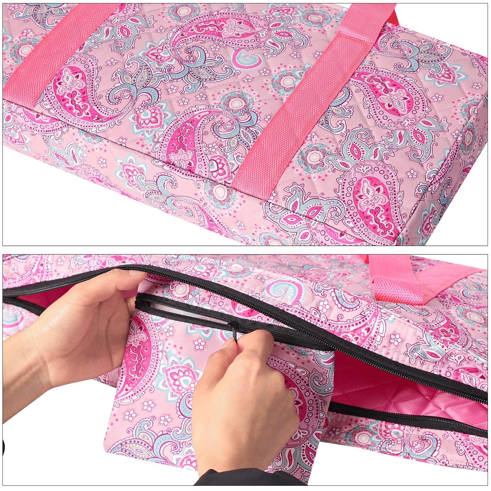 Empty Mahjong Bag,Thickened Pink Printed American Mahjong Game Set, Tiles Bag...