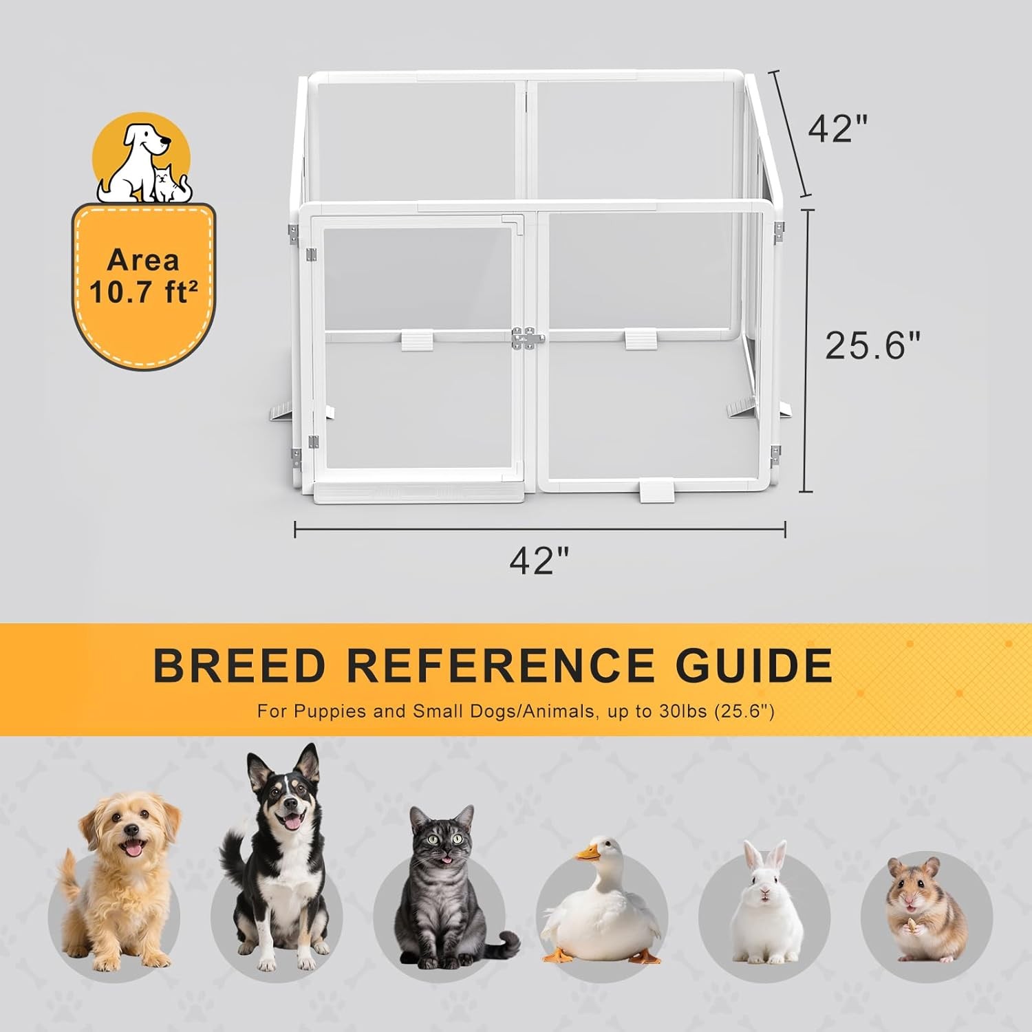 NAIZEA 26"H Clear Acrylic Dog Playpen Indoor, Puppy Cat Pet Play Pen 8 &10 Panel