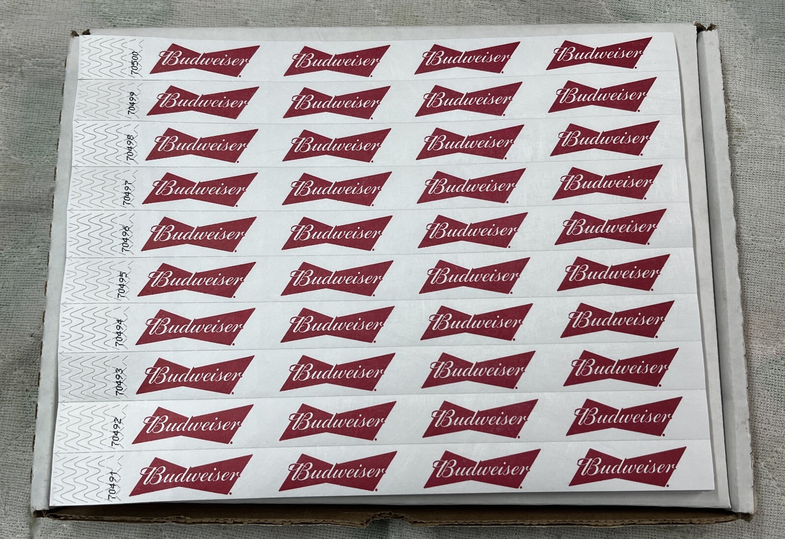 Budweiser Beer Logo Bar ID Age - Event Security Numbered Wristband - 500 Count