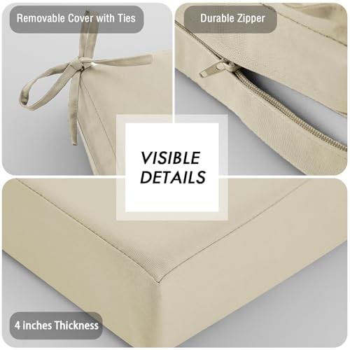 Outdoor Cushions for Patio Furniture, Outdoor Seat 28.5 x 28.5 In Beige