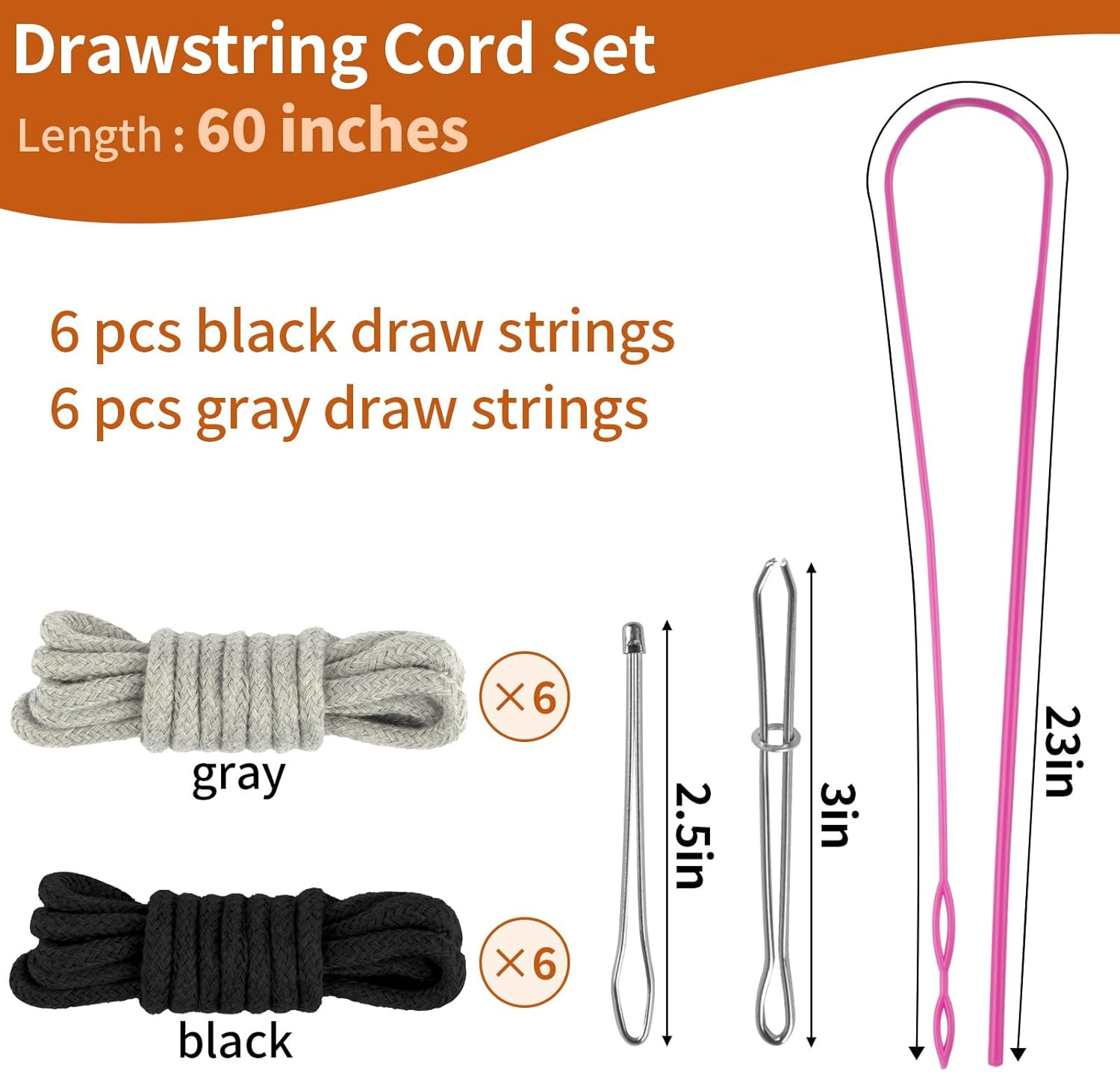 12 Pcs Drawstring for Sweatpants 60 Inch Hoodie String Replacement Drawstri...