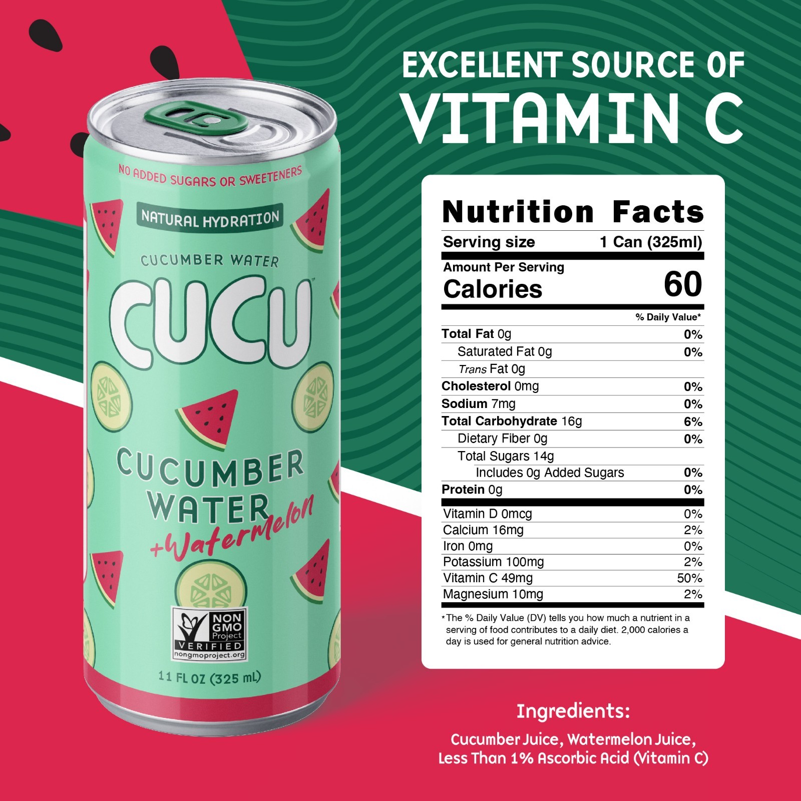 CUCU Cucumber Watermelon Water 12pk | Natural Hydration with Electrolytes
