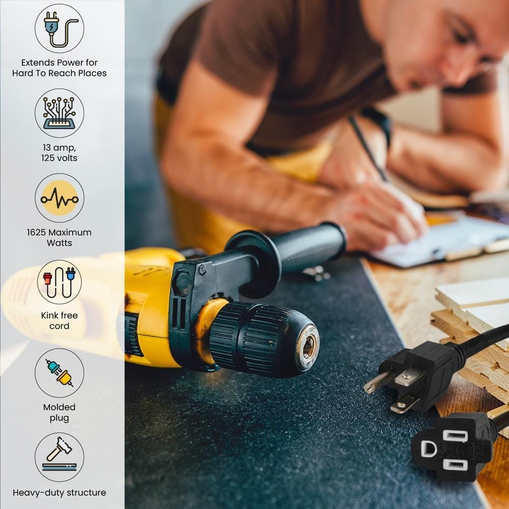 GoGreen Power 25 ft. 16/3 Heavy Duty Extension Cord - Black