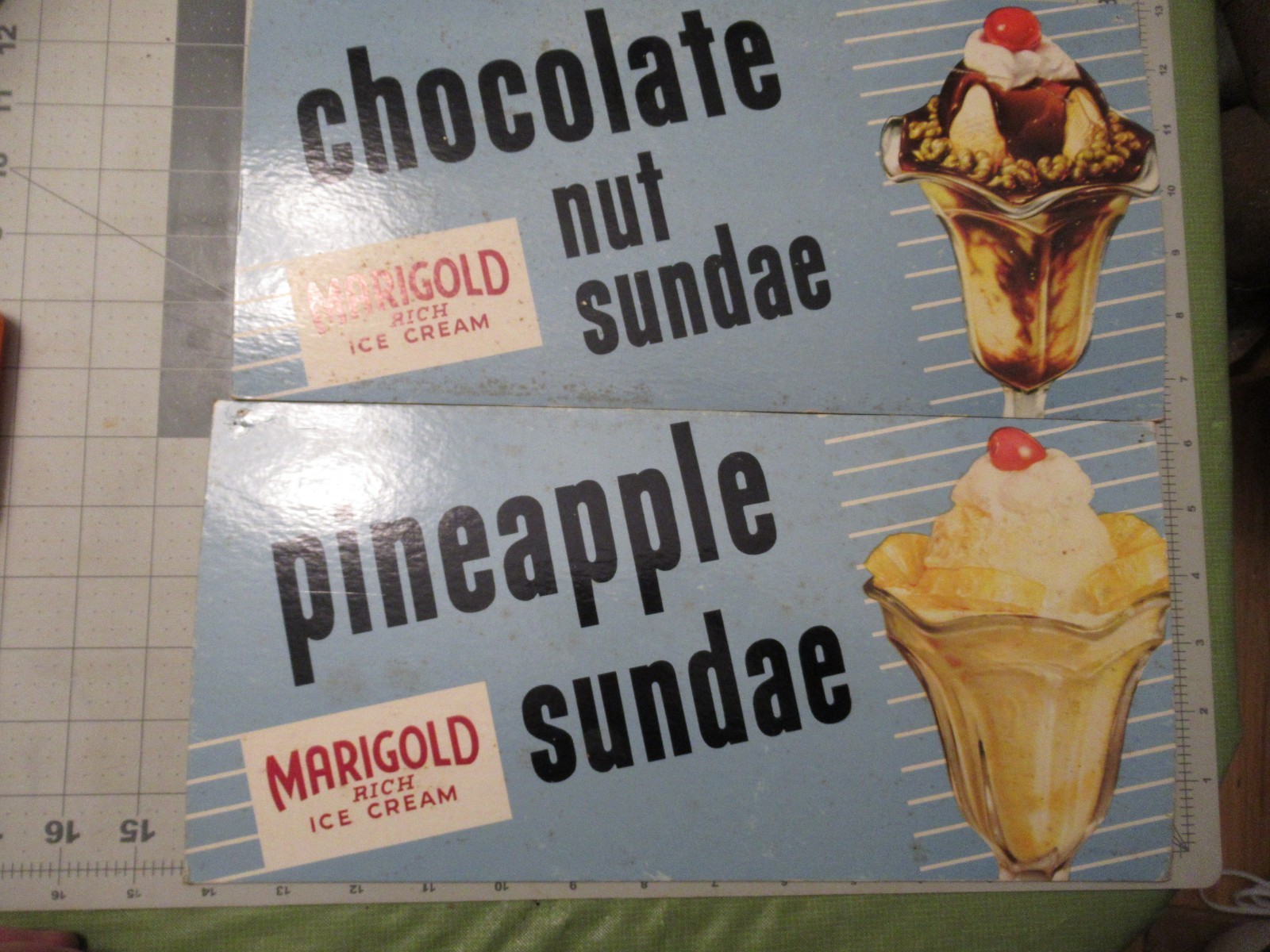 Marigold Rich Ice Cream Cardboard Advertising