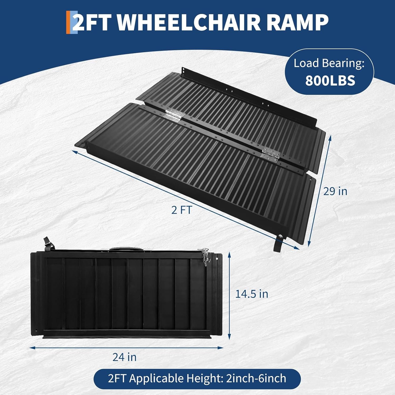 GRAVEE 2-6 FT Folding Aluminum Wheelchair Ramp Mobility Ramp 800 Lbs Non-Slip