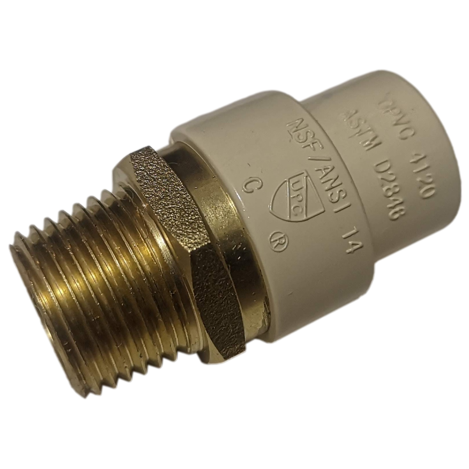 5 Pcs. 1/2" Male NPT x 1/2" CPVC Adapter, Lead Free Brass, 1/2 CPVC Male Adapter