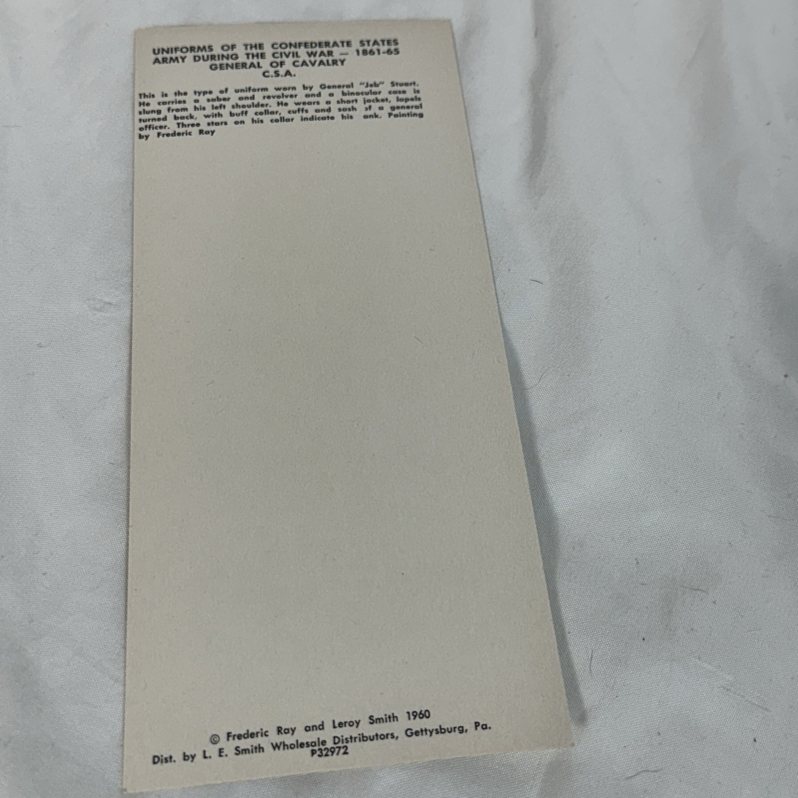 American Civil War Uniforms Of The Confederacy Set Of 6 Art Cards In Folder