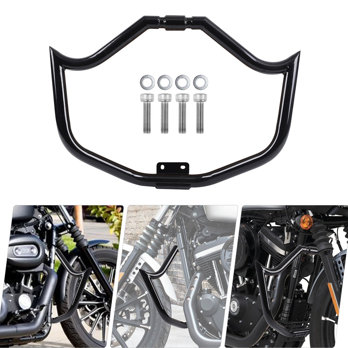 Black Engine Guard Highway Crash Bar For Harley Sportster 883 1200 XL 2004-2022