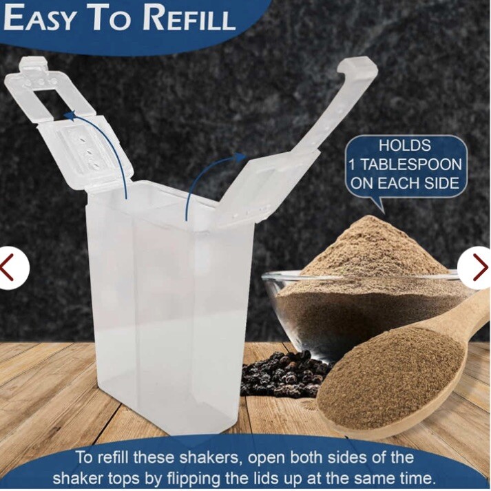 Set Of 2 Travel Size Salt and Pepper Shakers With Dual Sided Lid