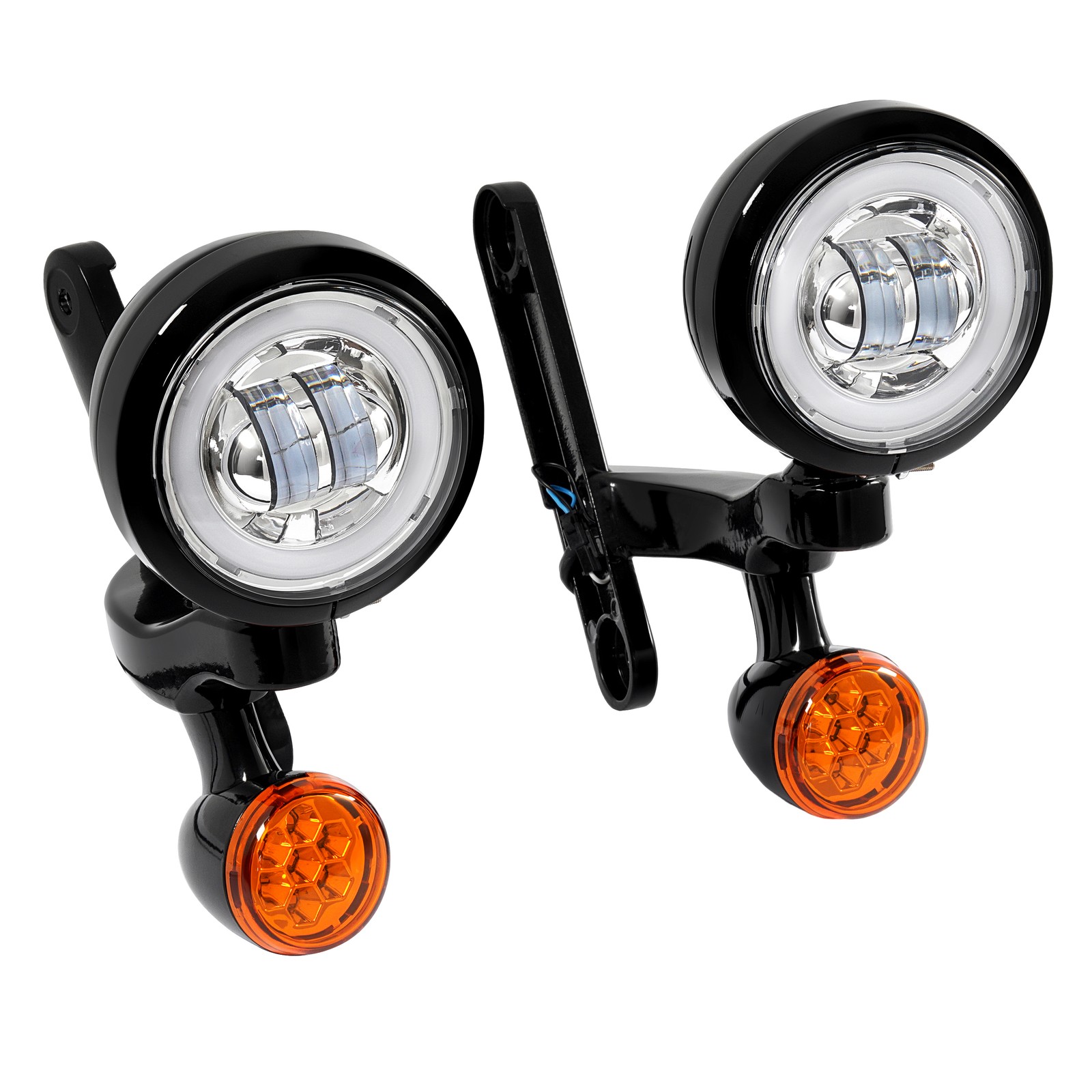 Fog Light Bracket Turn Signal LED For Harley Road King Street Glide 1994-2024