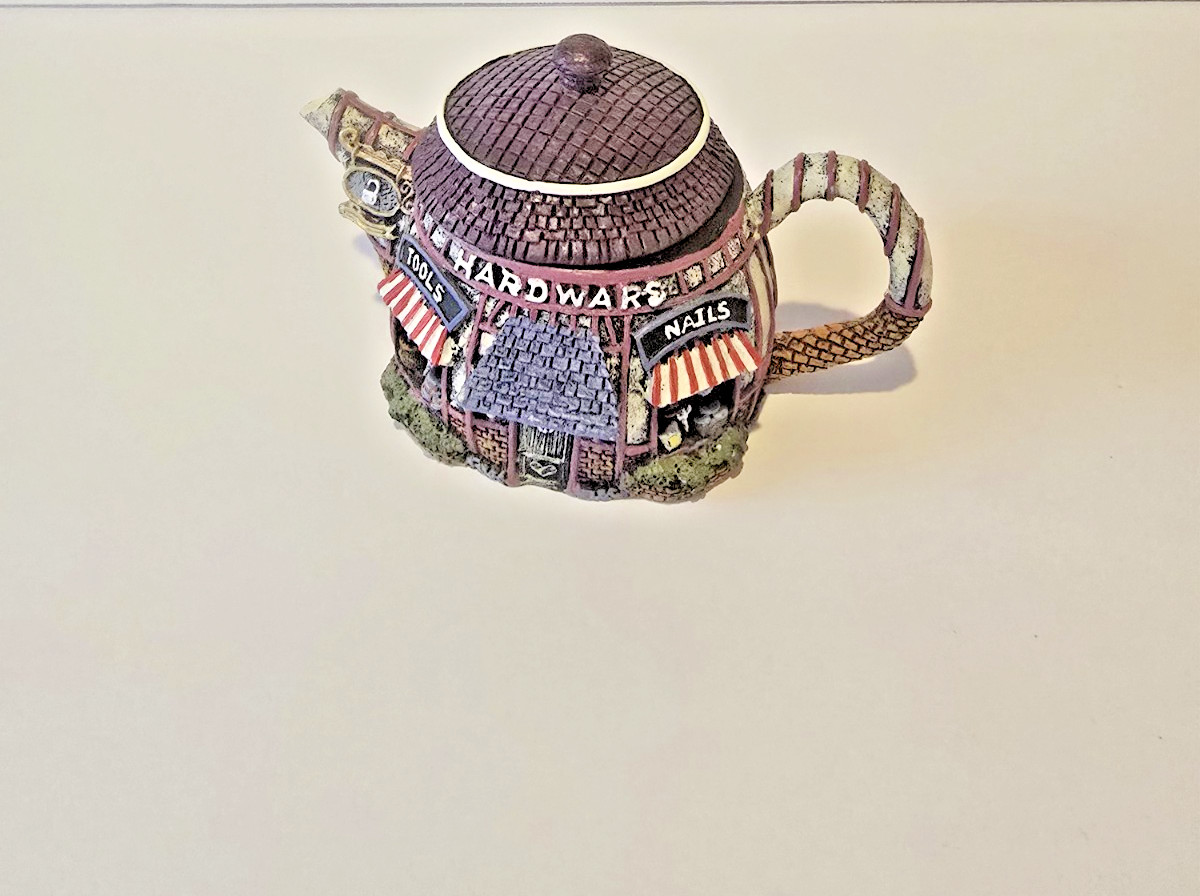 Hometown Teapot Cottages Hardware Store Miniature Tea Pot