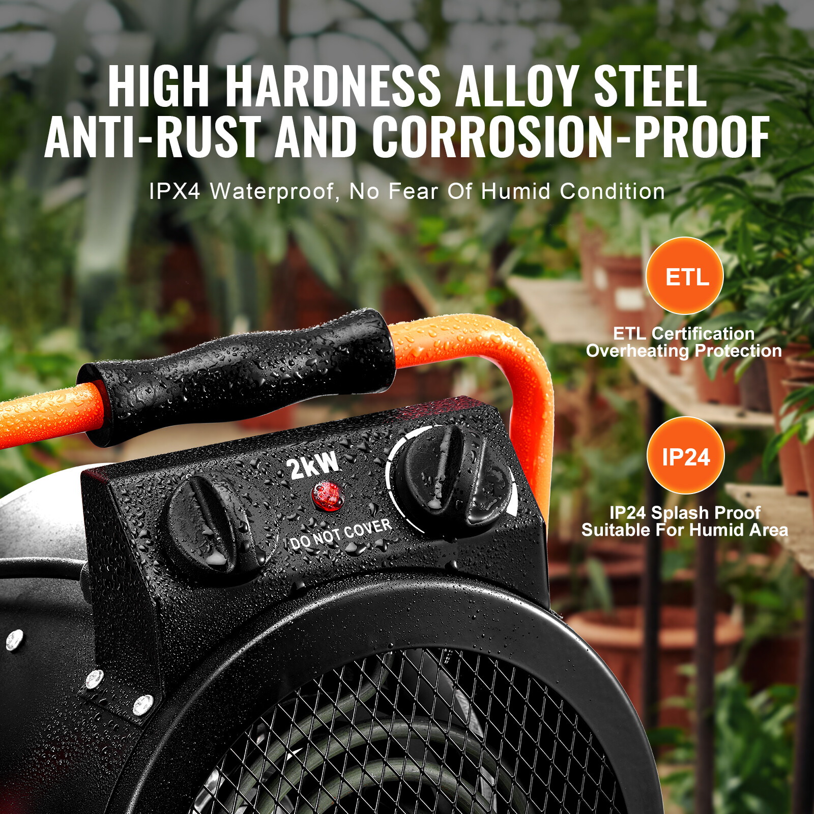 VEVOR Greenhouse Heater 1500W Fast Heating with Overheat Protection Waterproof