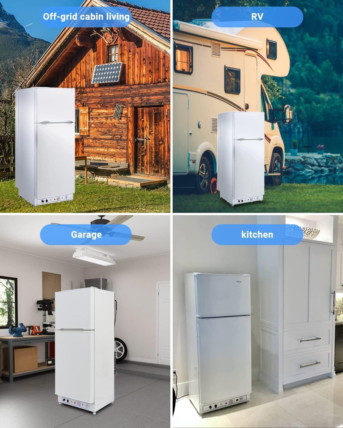 6.5 cu ft 2-Way Propane Gas Refrigerator Freezer RV Off-grid Cabin Camper White
