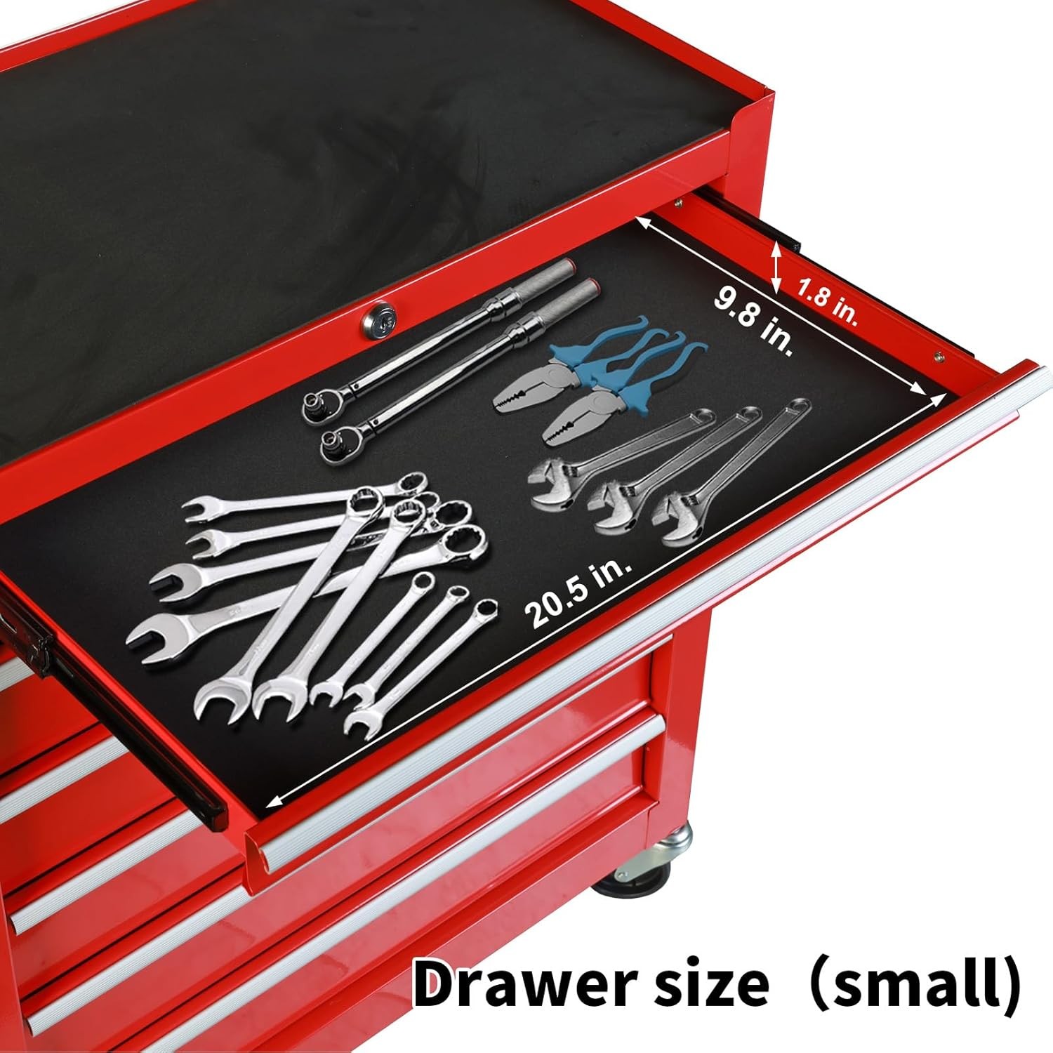 Rolling Tool Chest 7 Drawers, Portable Tool Storage Cabinet with Wheels, Red