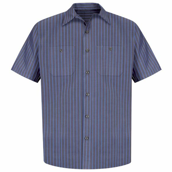 Red Kap Poplin Stripe 2 Pocket Men's Work Shirt Uniform