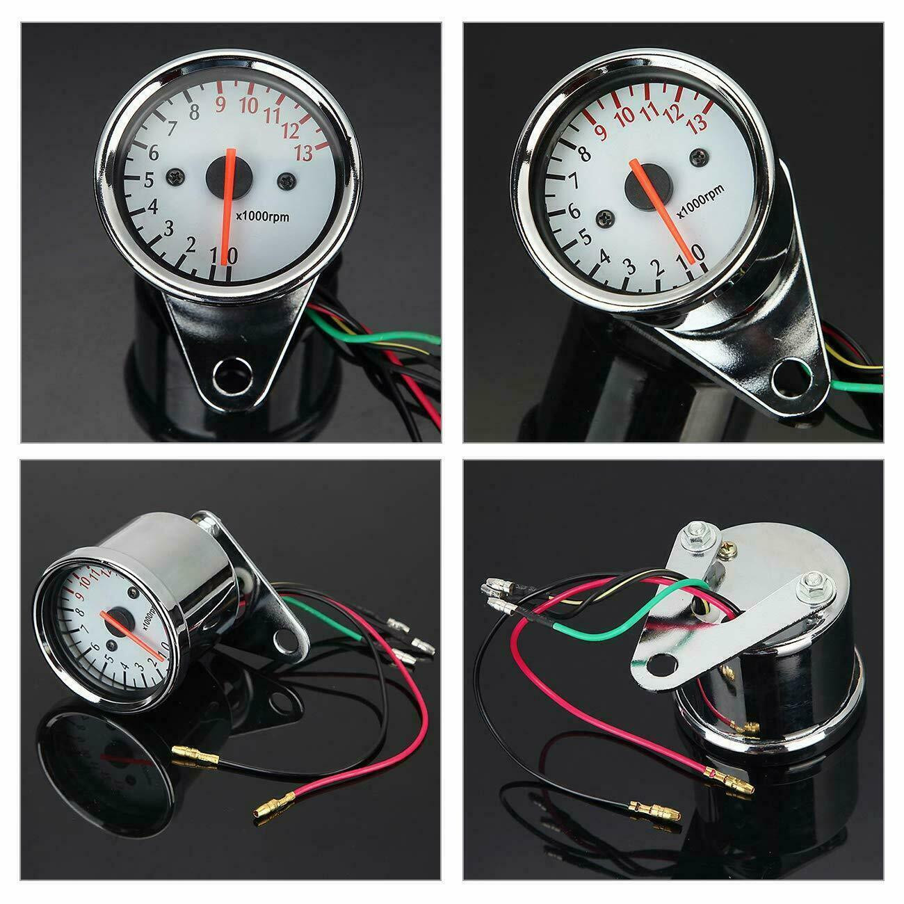 Universal Fit Motorcycle Tachometer with Clear LED Backlit Display