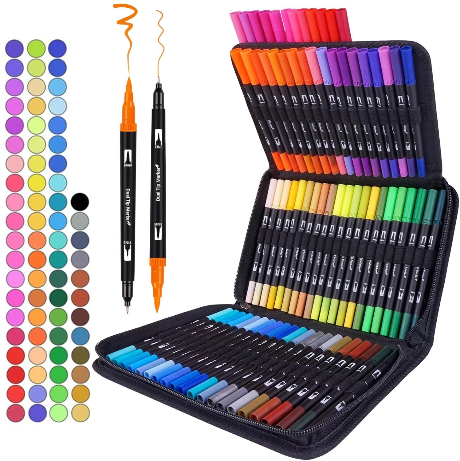 72 Colors Acrylic Paint Markers, Dual Tip Acrylic Paint Pens with Brush Tip & Fi